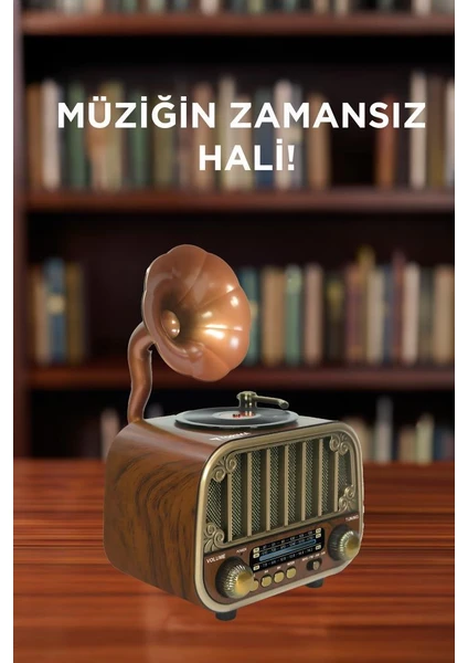 Torima Bluetooh Hoparlör Nostaljik Radyo AUX USB TF Destekli Speaker D76 Ahşap